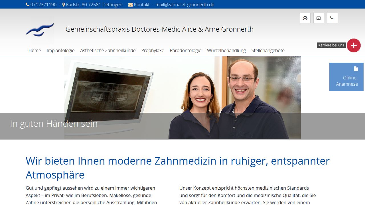 Startseite der Internetseite von Doctor-Medic Arne Gronnerth